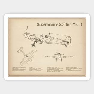 Supermarine Spitfire Mk. II - Airplane Blueprint - SD Sticker